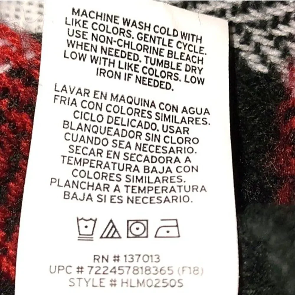 Woolrich Black, White & Red Plaid‎ Wrap Poncho One Size Fits All